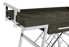 Kinney 2-tier Bar Cart with Storage Drawer Rustic Grey and Chrome - 181025