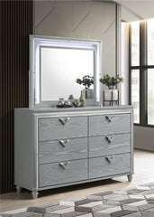 Veronica 6-drawer Dresser with Mirror Light Silver - 224723M
