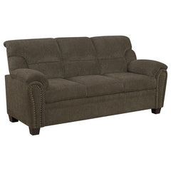 Clementine 3-piece Upholstered Padded Arm Sofa Set Brown - 506571-S3