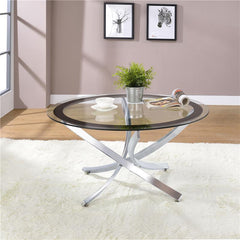 Brooke Round Glass Top Coffee Table Metal Base Chrome - 702588