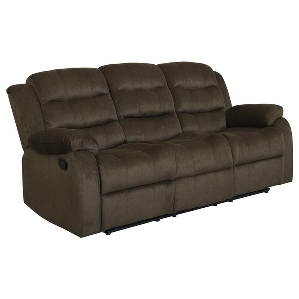 Rodman Upholstered Padded Arm Reclining Sofa Olive Brown - 601881