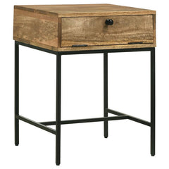 Stephie Rectangular Side End Table with Storage Honey Brown - 704697