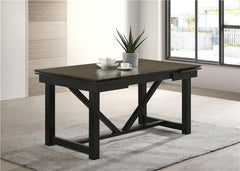 Malia Rectangular Dining Table with Refractory Extension Leaf Black - 122341