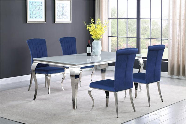 Betty Upholstered Side Chairs Ink Blue and Chrome (Set of 4) - 105077