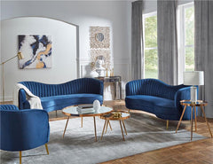 Sophia Upholstered Channel Tufted Barrel Accent Chair Blue - 506863