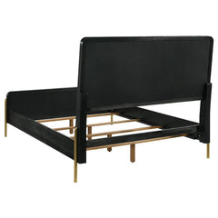 Arini Upholstered Eastern King Panel Bed Black and Grey - 224331KE