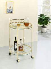 Chrissy 2-tier Round Glass Bar Cart Brass - 181366