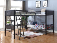 Meyers Metal Twin Over Twin Bunk Bed with Twin Loft Black - 460390-S2